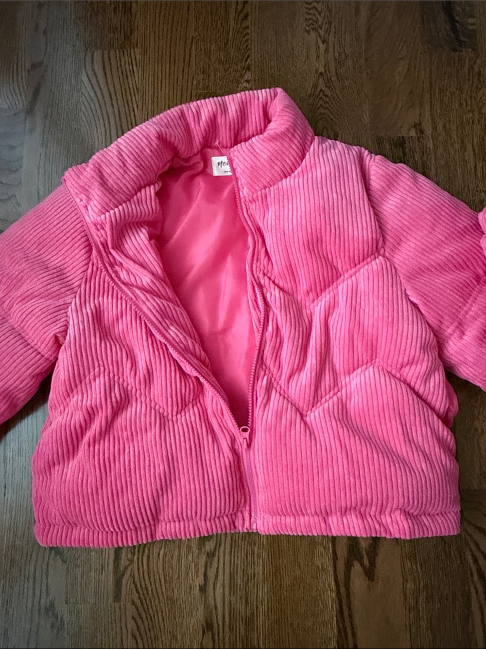 New In pink corduroy puffer coat medium - Picture 9 of 14